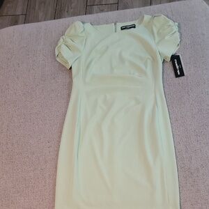 Karl Lagerfeld Green Puff Sleeve Sheath Midi Dress